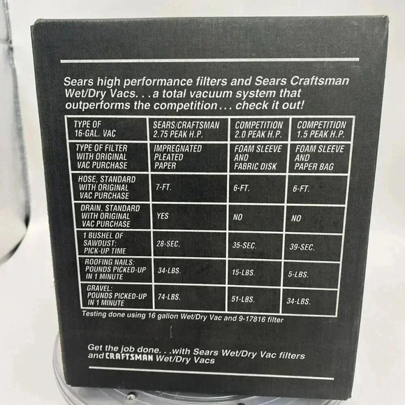 Sears OEM Replacement Pleated Paper Filter 917816 Wet Dry Vac 6-32G Craftsman‎ - Picture 3 of 5